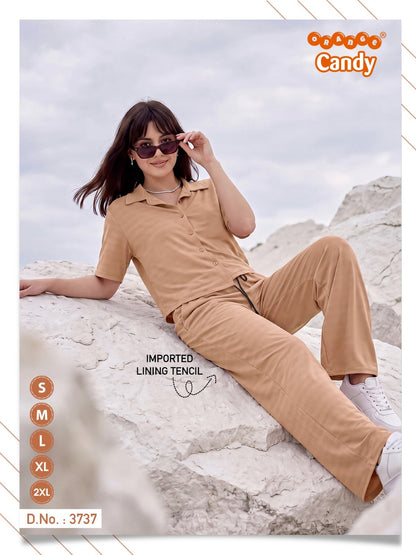 Design 3737 Orange Candy Tencil Co Ord Set Manufacturer Gujarat