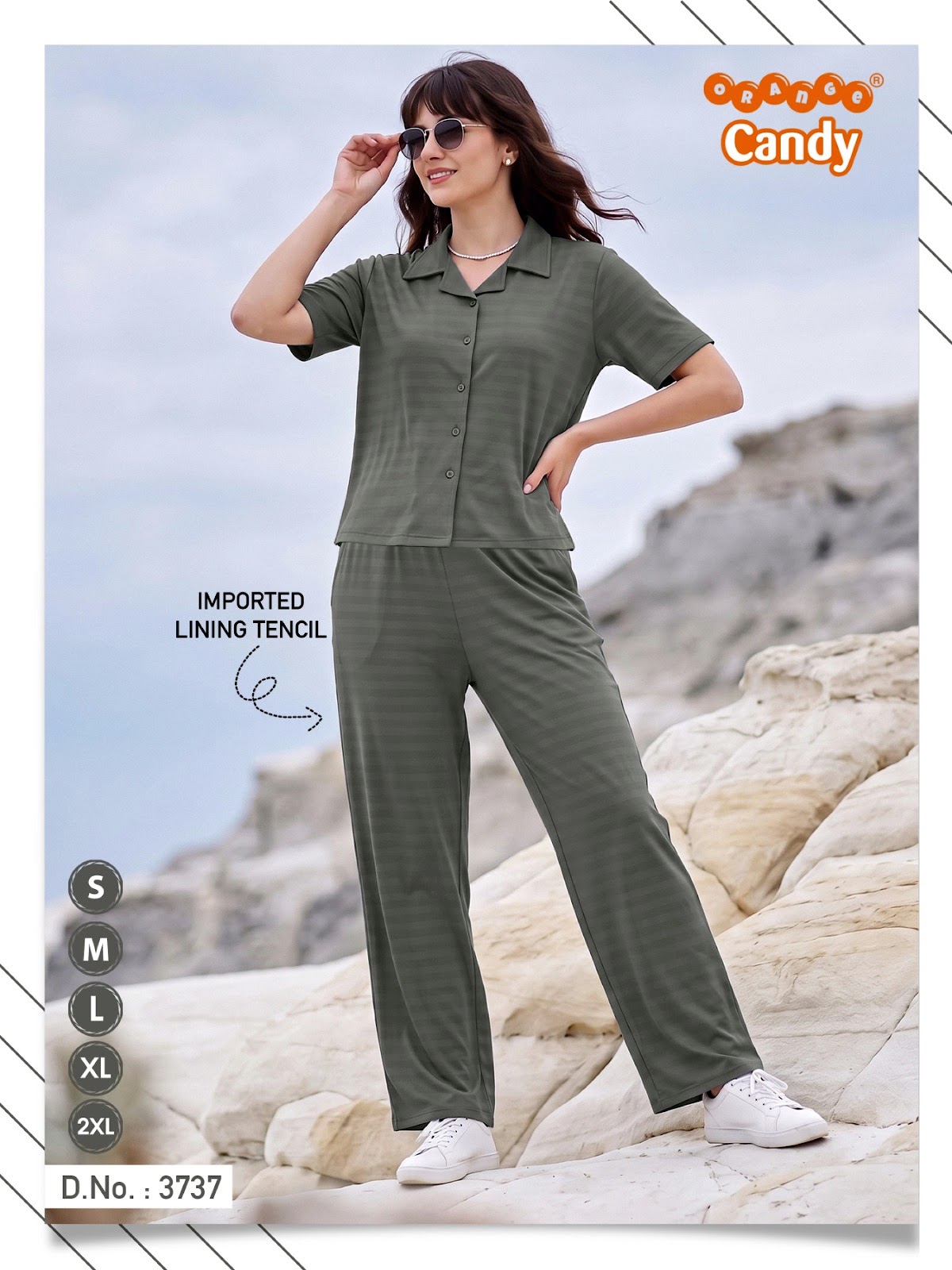 Design 3737 Orange Candy Tencil Co Ord Set Manufacturer Gujarat