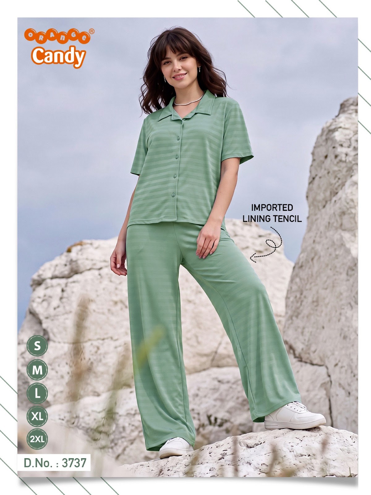 Design 3737 Orange Candy Tencil Co Ord Set Manufacturer Gujarat
