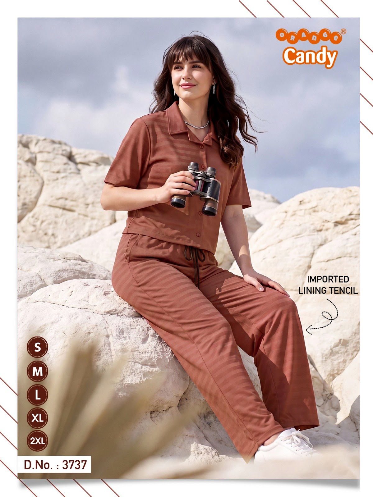 Design 3737 Orange Candy Tencil Co Ord Set Manufacturer Gujarat