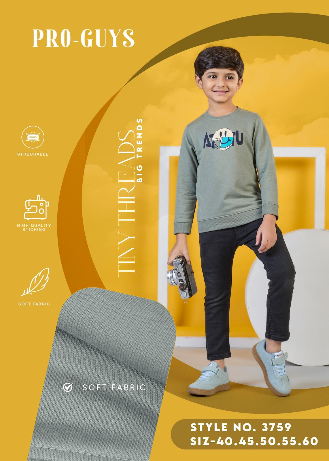 Design 3759 Pro Guys Cotton Looper Boys Tshirt Exporter Gujarat