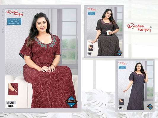 Design 3784-3786 Ruchee Fashion Alpine Night Gowns Wholesaler India