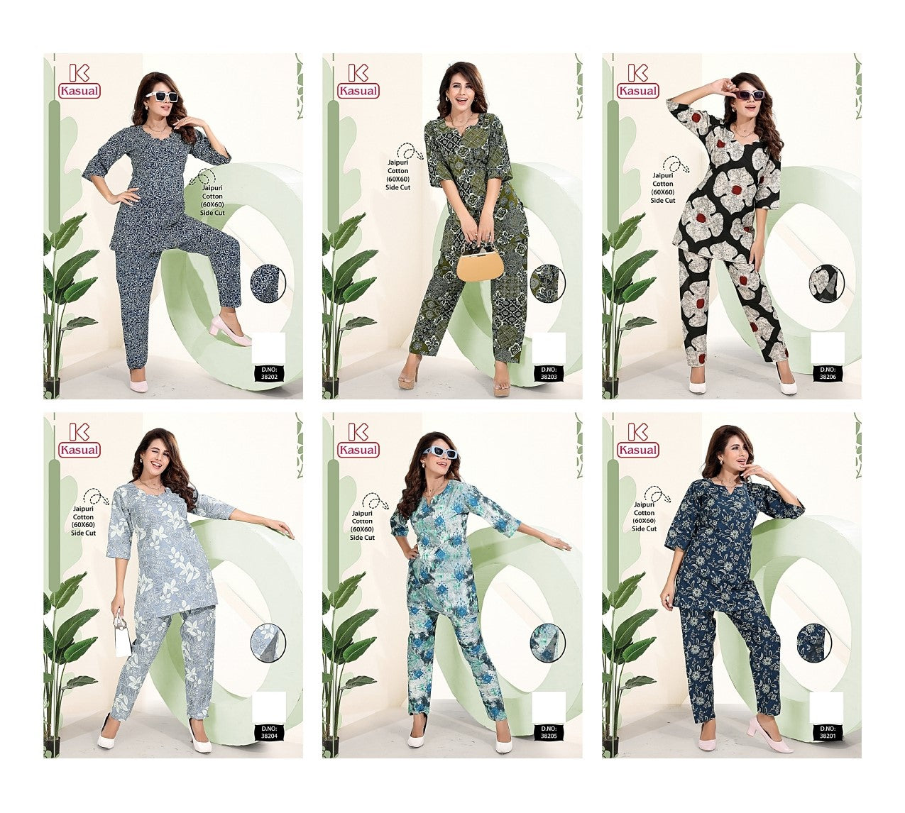 Design 38201-38206 Kasual Cotton Co Ord Set Exporter India