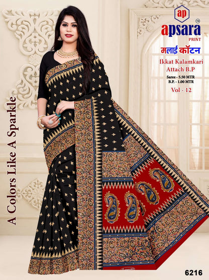 Design 3 Apsara Print Cotton Sarees Supplier