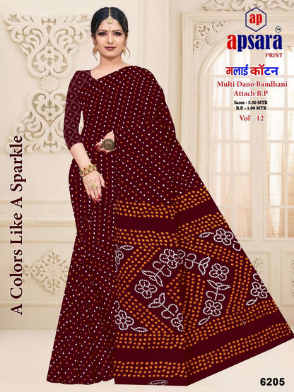 Design 3 Apsara Print Cotton Sarees Supplier