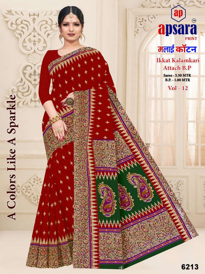 Design 3 Apsara Print Cotton Sarees Supplier