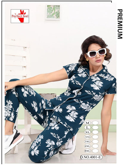 Design 4001 Perfect Feel Hosiery Collar Night Suits Exporter Gujarat