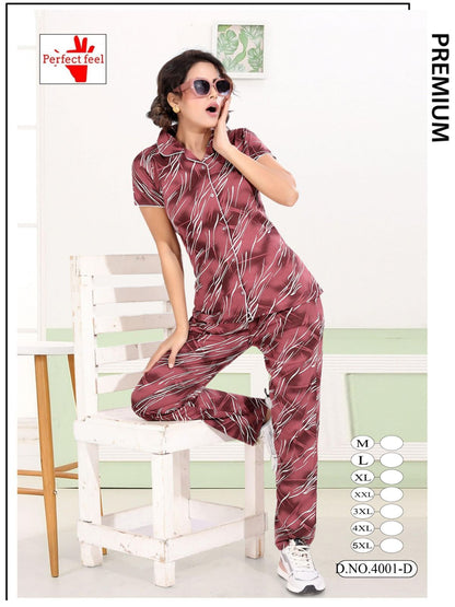 Design 4001 Perfect Feel Hosiery Collar Night Suits Exporter Gujarat