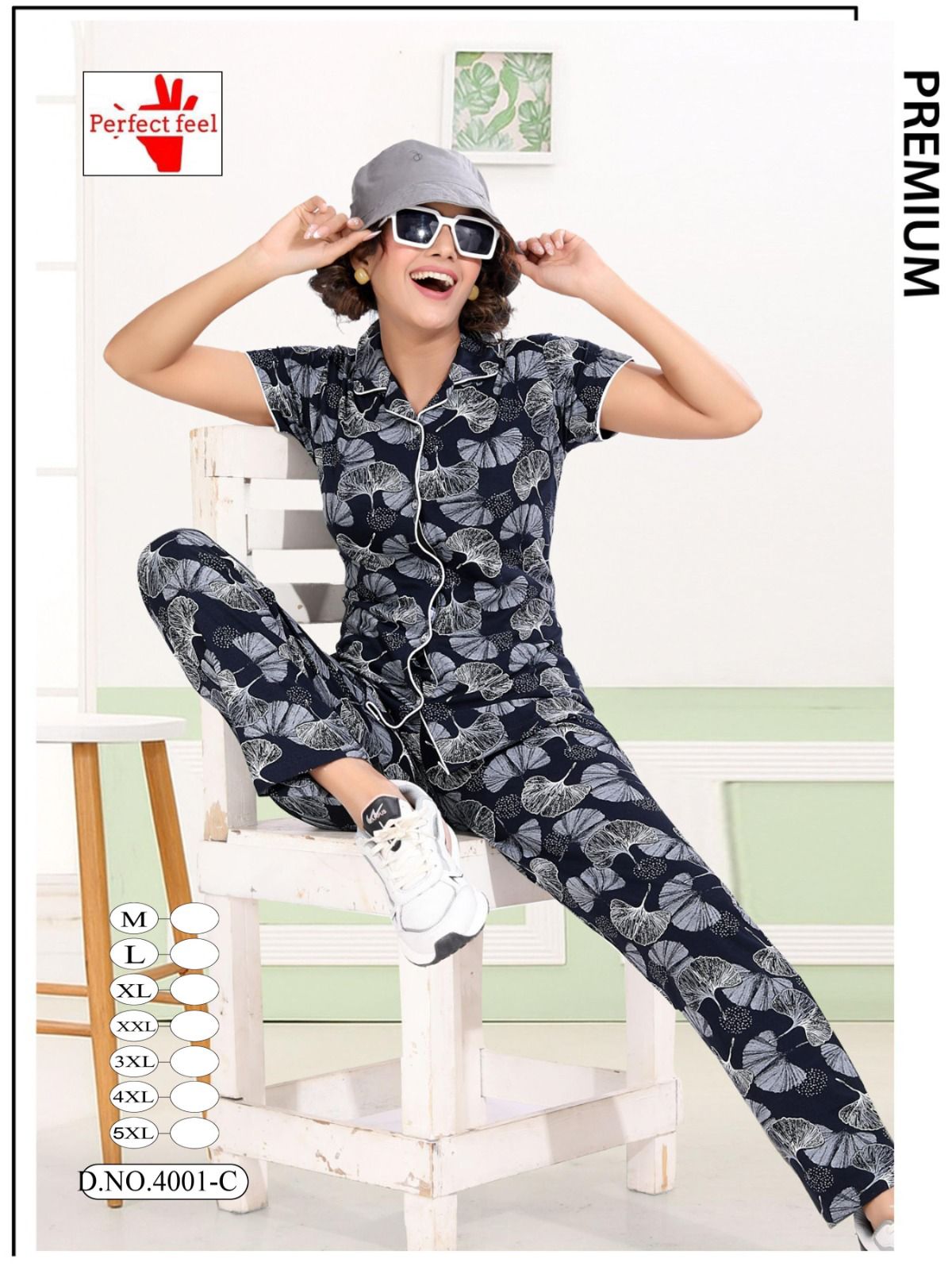 Design 4001 Perfect Feel Hosiery Collar Night Suits Exporter Gujarat