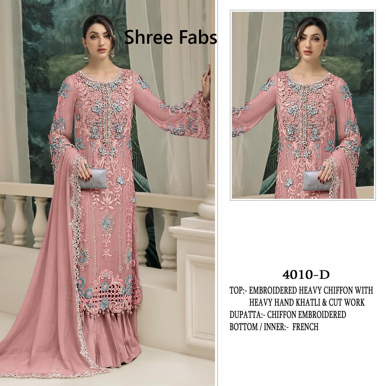 Design 4010 Shree Fabs Chiffon Pakistani Salwar Suits Supplier Gujarat