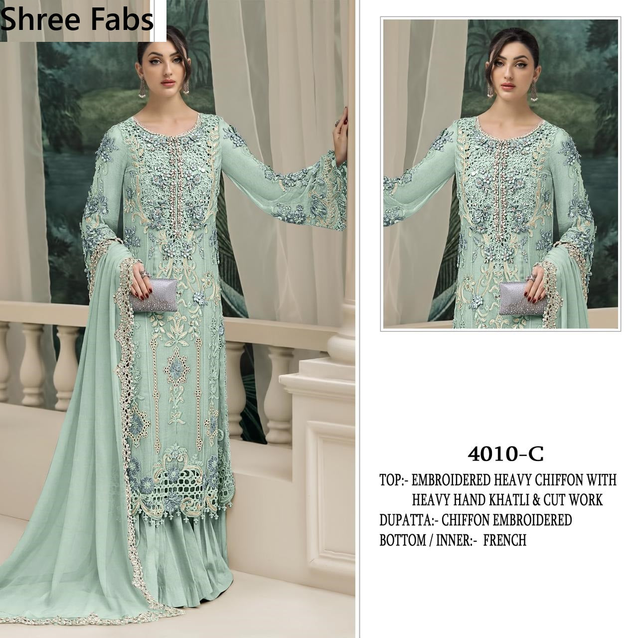 Design 4010 Shree Fabs Chiffon Pakistani Salwar Suits Supplier Gujarat