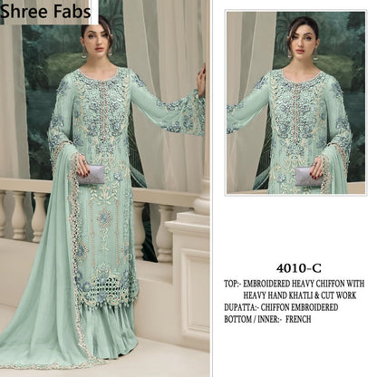 Design 4010 Shree Fabs Chiffon Pakistani Salwar Suits Supplier Gujarat