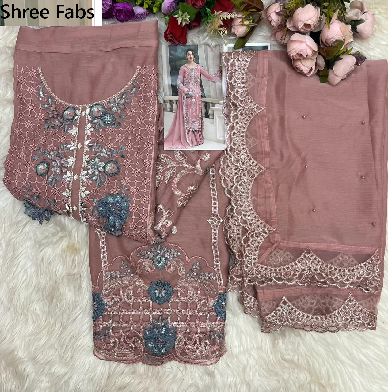 Design 4010 Shree Fabs Chiffon Pakistani Salwar Suits Supplier Gujarat