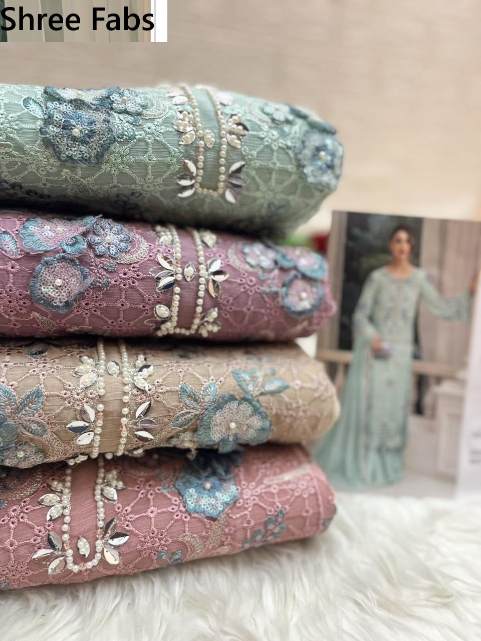 Design 4010 Shree Fabs Chiffon Pakistani Salwar Suits Supplier Gujarat