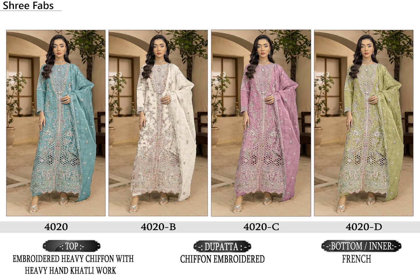 Design 4020 Shree Fabs Chiffon Pakistani Salwar Suits Manufacturer Ahmedabad