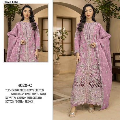 Design 4020 Shree Fabs Chiffon Pakistani Salwar Suits Manufacturer Ahmedabad