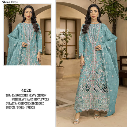 Design 4020 Shree Fabs Chiffon Pakistani Salwar Suits Manufacturer Ahmedabad