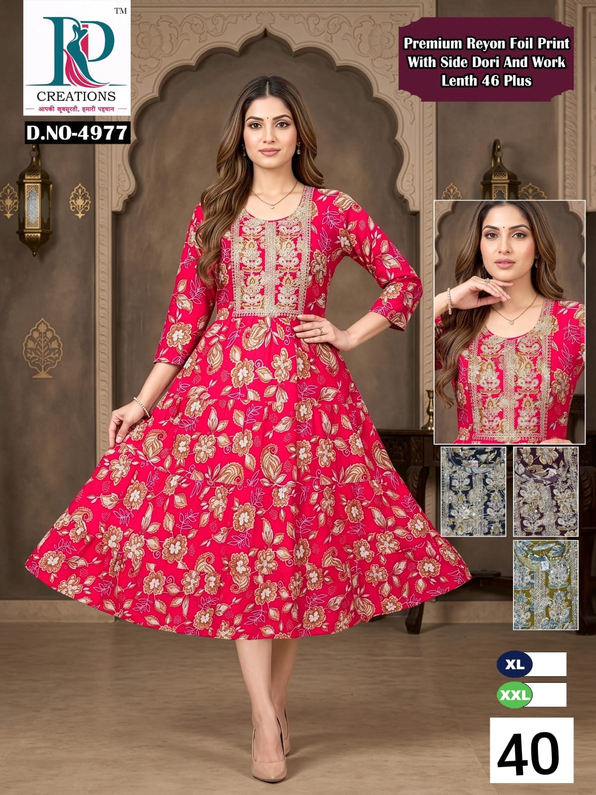 Design 40 Rd Reyon Anarkali Kurtis Supplier India