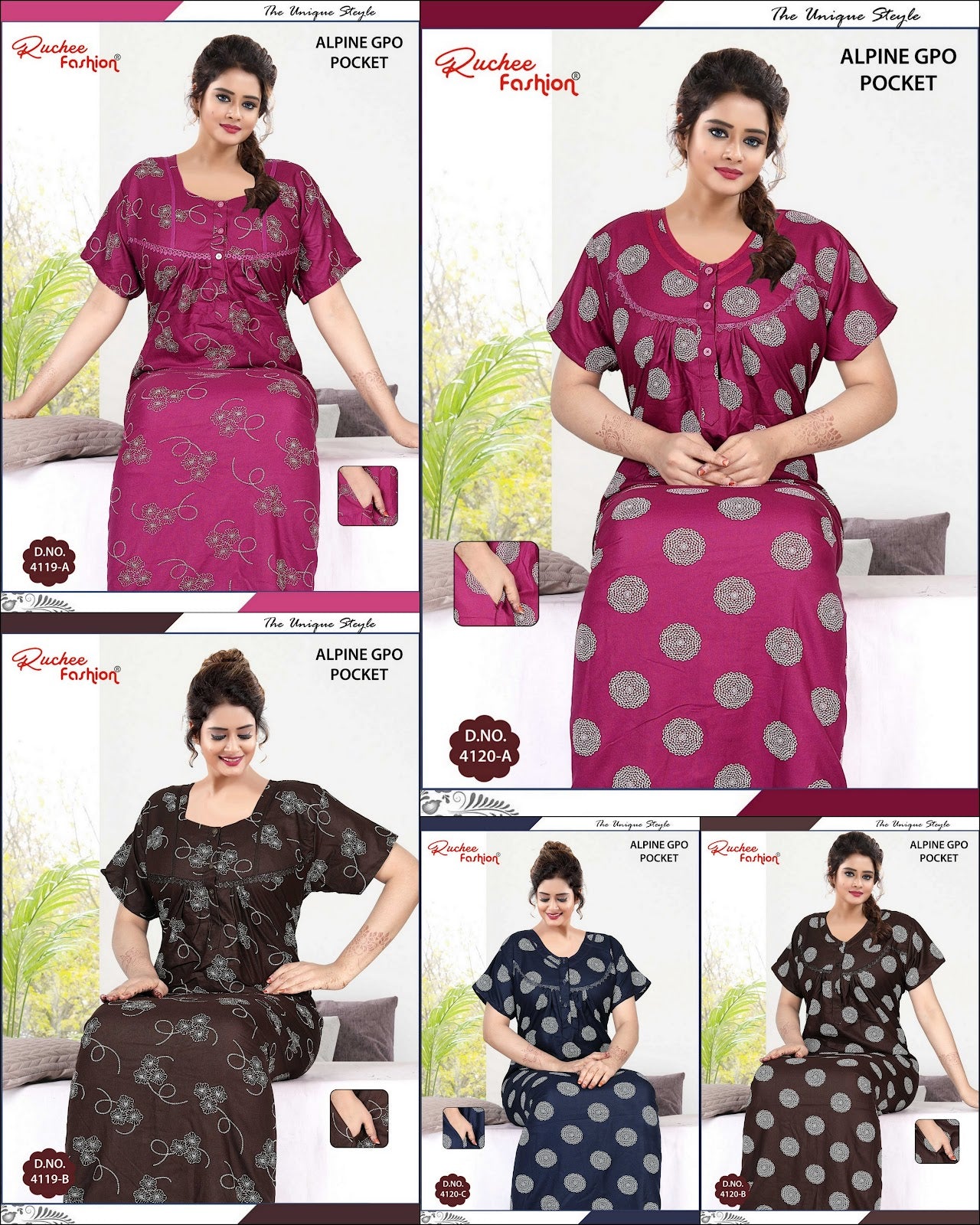 Design 4119-4130 Ruchee Fashion Alpine Night Gowns Wholesale Price