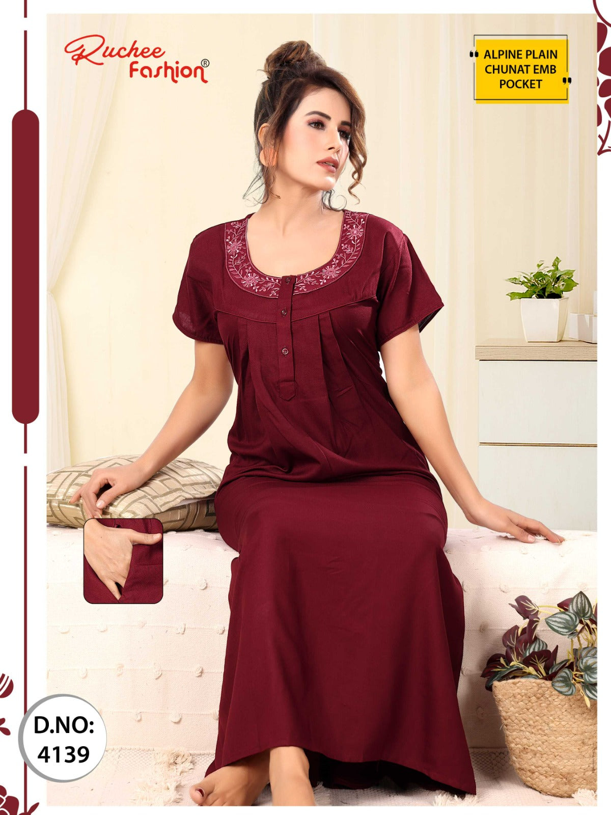 Design 4138 To 4146 Ruchee Fashion Alpine Night Gowns Manufacturer India
