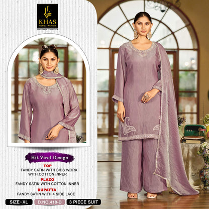 Design 418 Khas Fandy Satin Pakistani Readymade Suits Wholesaler Gujarat