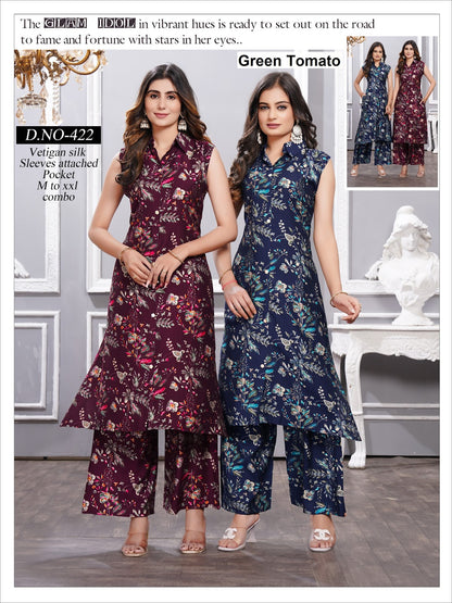 Design 421-425 Green Tomato Vatican Co Ord Set Manufacturer India
