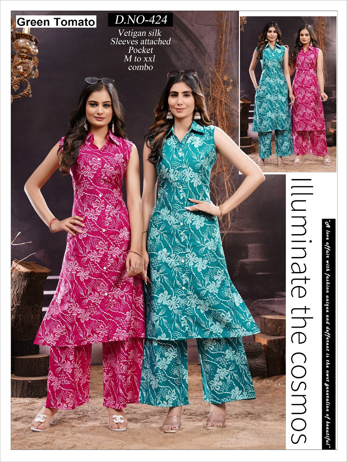 Design 421-425 Green Tomato Vatican Co Ord Set Manufacturer India