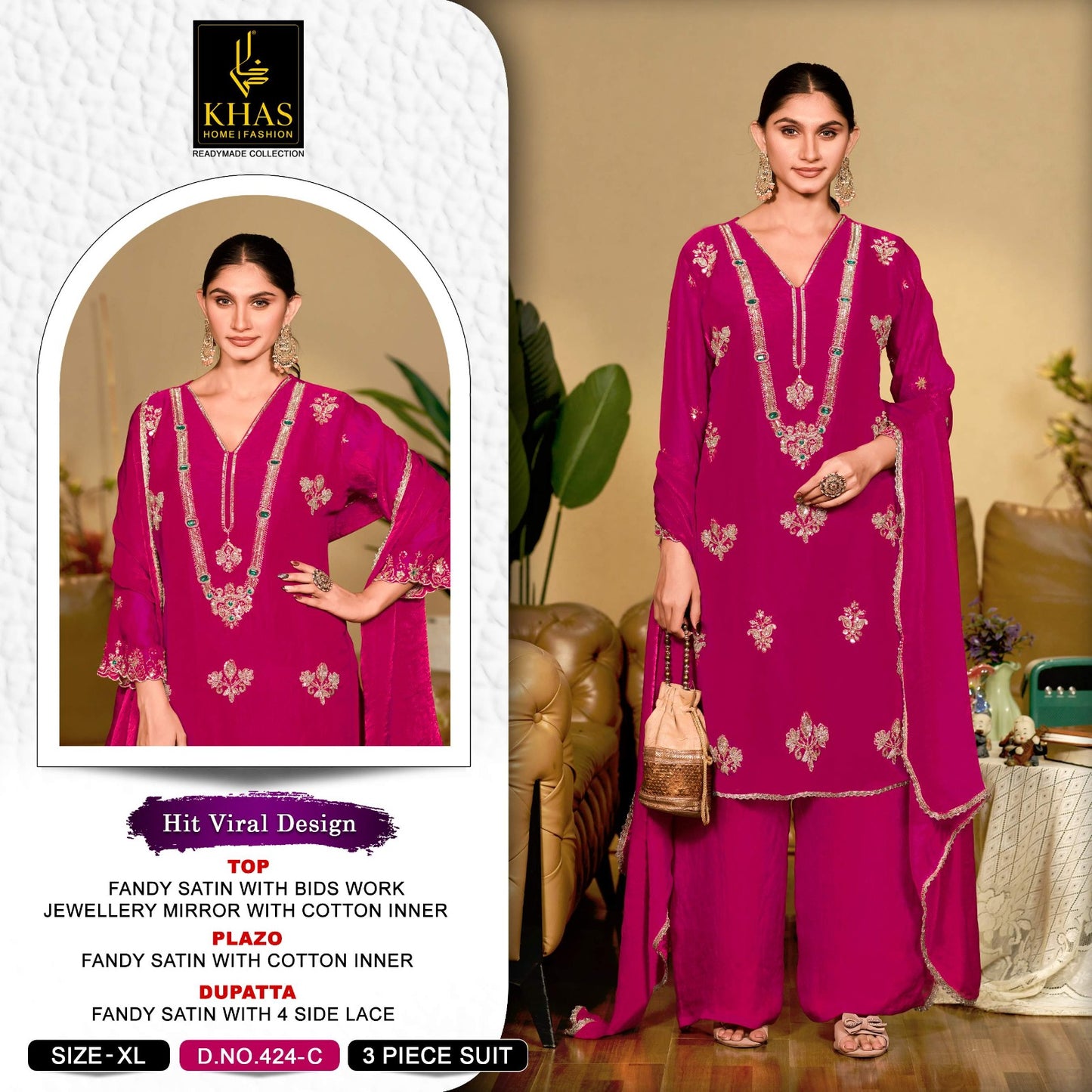 Design 424 Khas Fandy Satin Pakistani Readymade Suits Wholesaler Gujarat