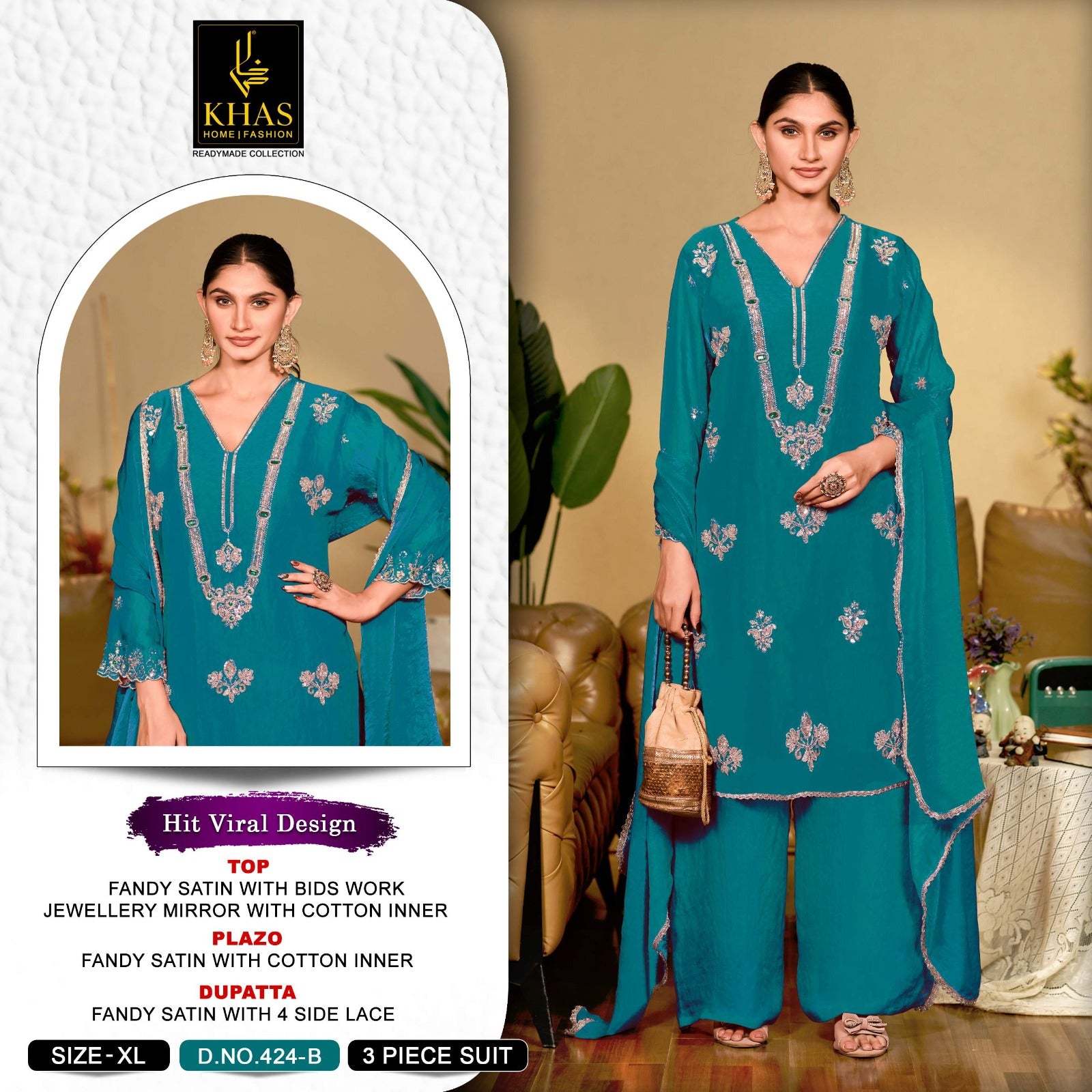 Design 424 Khas Fandy Satin Pakistani Readymade Suits Wholesaler Gujarat