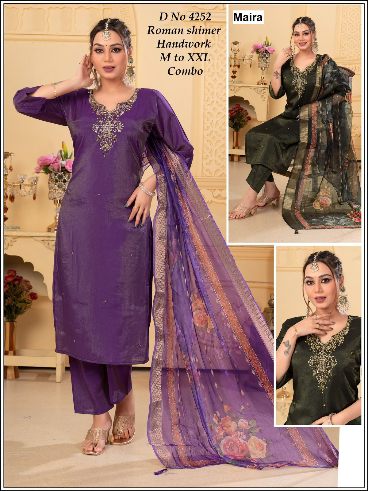 Design 4250-4254 Maira Roman Simmer Readymade Pant Style Suits Wholesale Price
