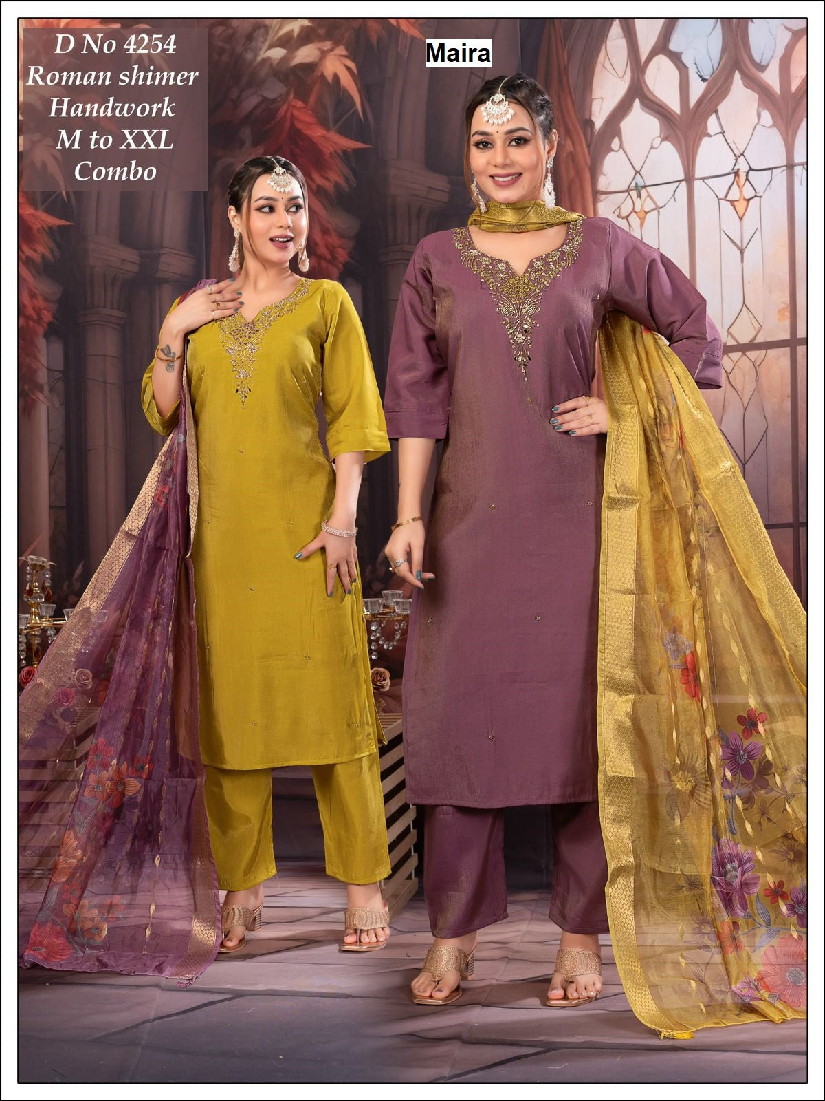 Design 4250-4254 Maira Roman Simmer Readymade Pant Style Suits Wholesale Price
