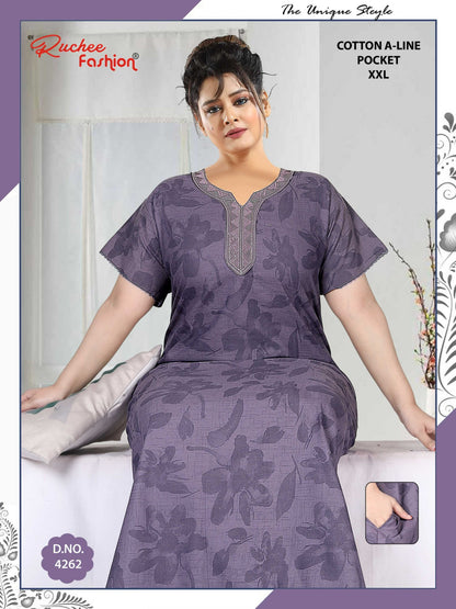 Design 4262-4267 Ruchee Fashion Cotton Night Gowns Exporter Gujarat