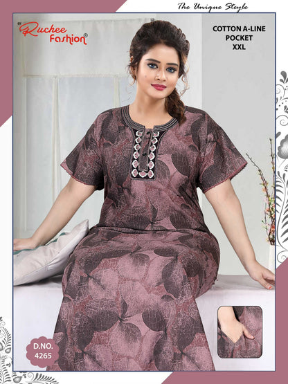 Design 4262-4267 Ruchee Fashion Cotton Night Gowns Exporter Gujarat