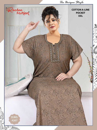 Design 4262-4267 Ruchee Fashion Cotton Night Gowns Exporter Gujarat