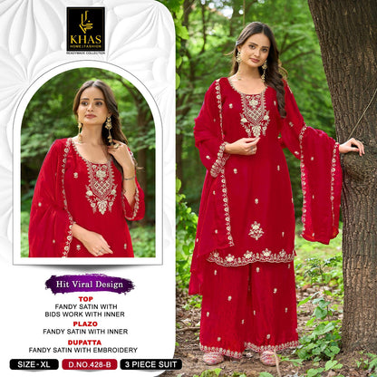 Design 428 Khas Fandy Satin Pakistani Readymade Suits Wholesaler India