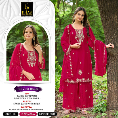 Design 428 Khas Fandy Satin Pakistani Readymade Suits Wholesaler India