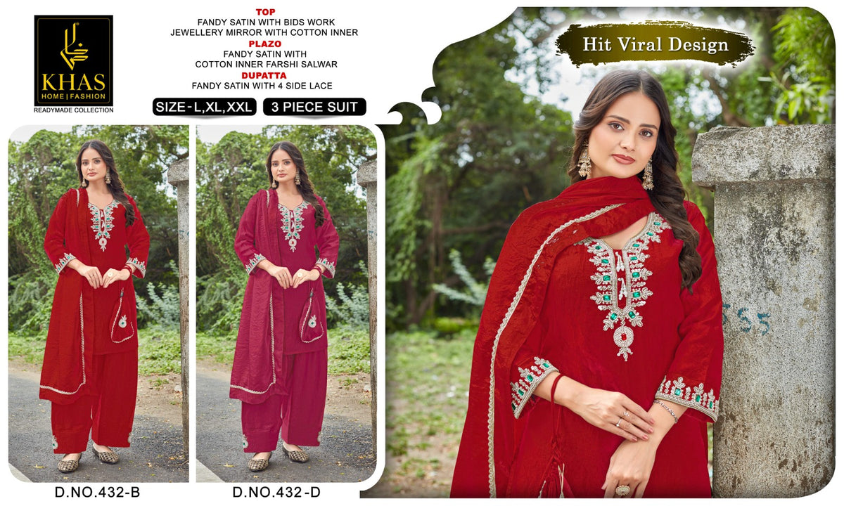 Design 430-432-434 Khas Fandy Pakistani Readymade Suits Wholesaler India