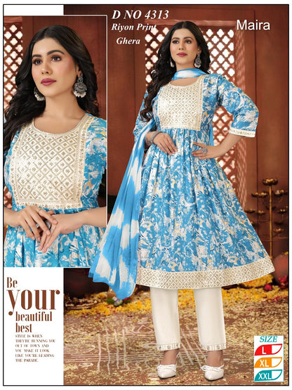 Design 4310-4317 Maira Rayon Readymade Anarkali Suits Manufacturer Gujarat