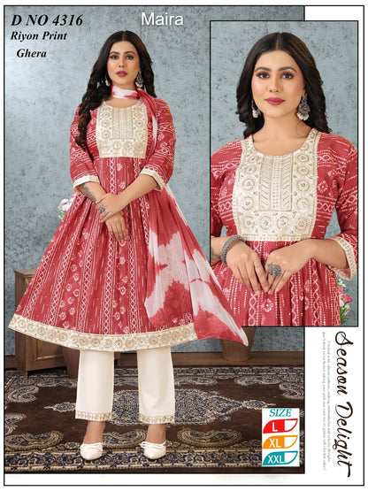 Design 4310-4317 Maira Rayon Readymade Anarkali Suits Manufacturer Gujarat