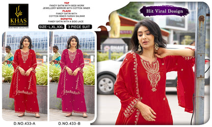 Design 433 Ab Khas Fandy Satin Pakistani Readymade Suits Exporter Gujarat