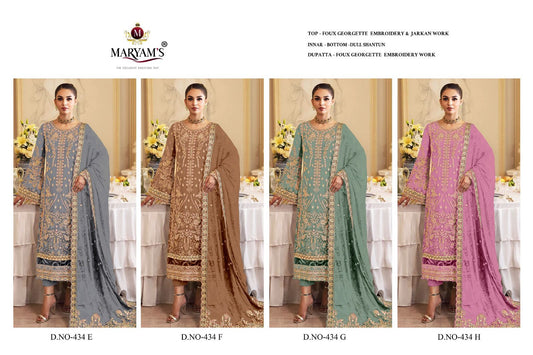 Design 434 Efgh Maryams Fox Georgette Pakistani Salwar Suits Wholesale Rate