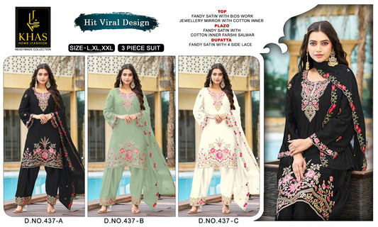 Design 437 Abc Khas Armani Satin Pakistani Readymade Suits Manufacturer