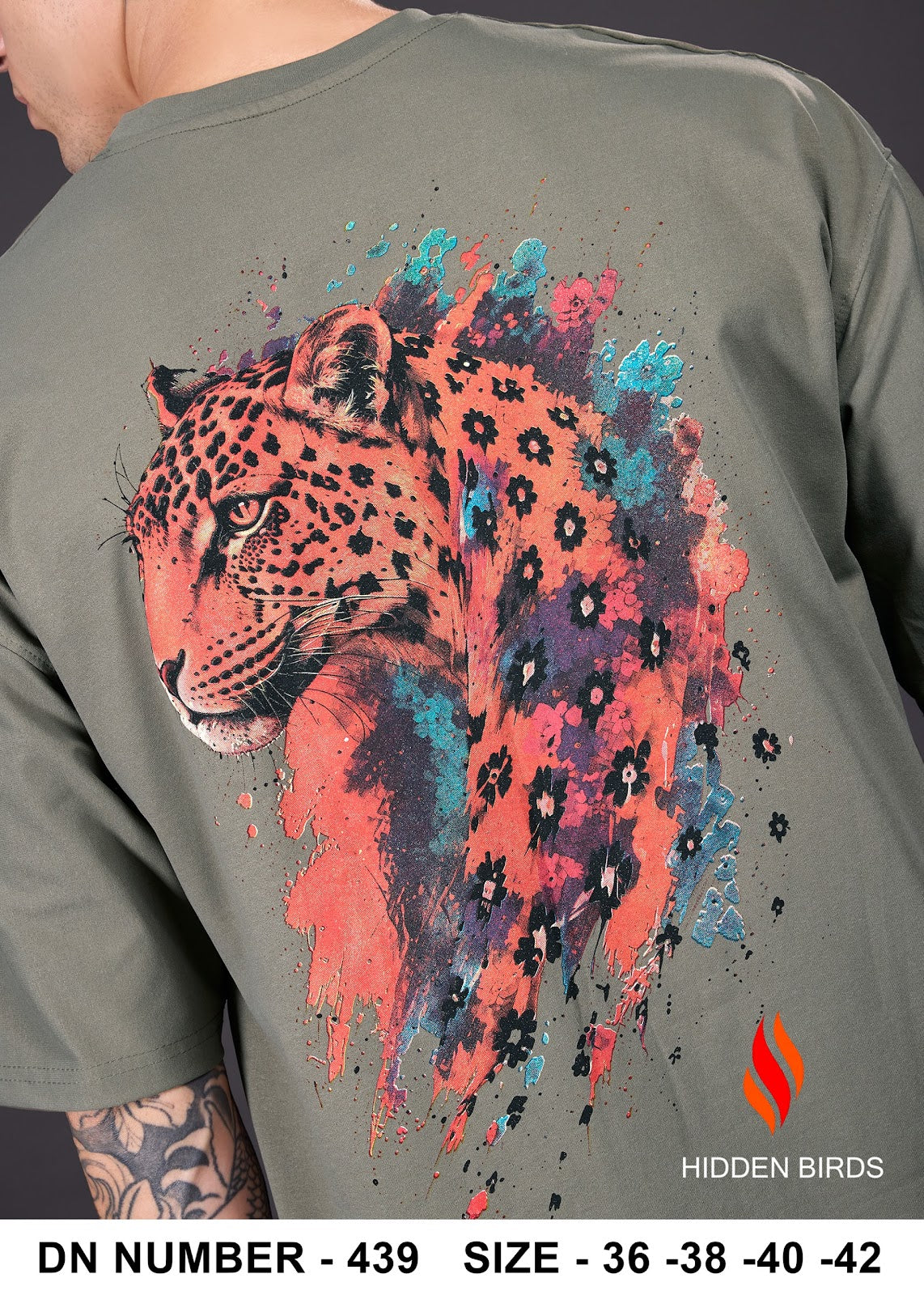 Design 439 Front-Back Print Hidden Birds Imported Mens Tshirts Wholesaler India