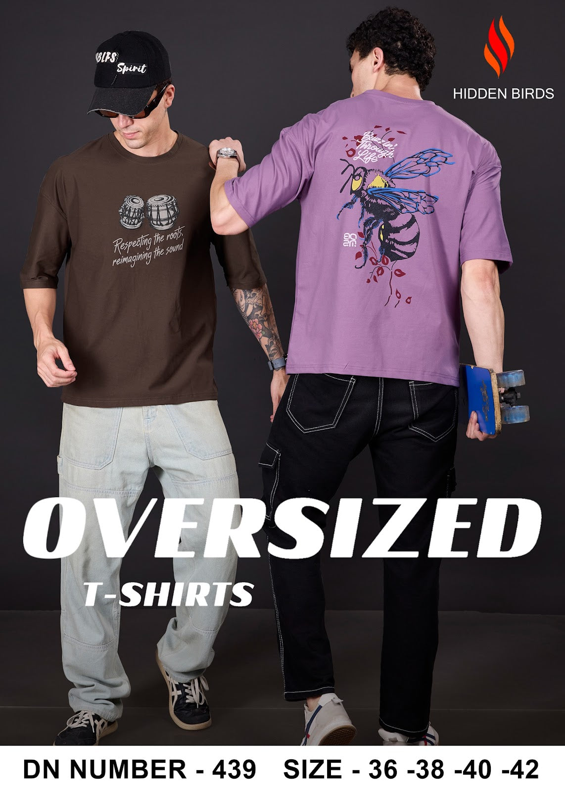 Design 439 Front-Back Print Hidden Birds Imported Mens Tshirts Wholesaler India