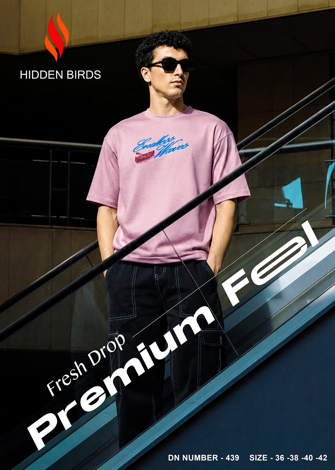 Design 439 Front-Back Print Hidden Birds Imported Mens Tshirts Wholesaler India