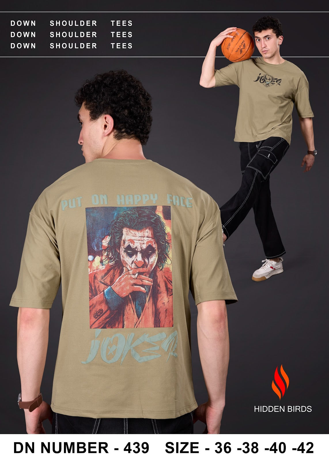 Design 439 Front-Back Print Hidden Birds Imported Mens Tshirts Wholesaler India