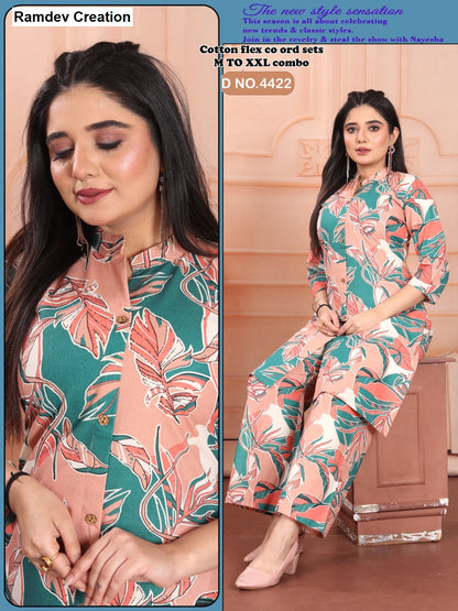 Design 4424-4428 Ramdev Creation Cotton Co Ord Set Exporter Gujarat