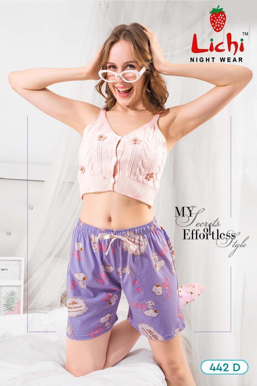 Design 442 Lichi Cotton Women Shorts Wholesale Price