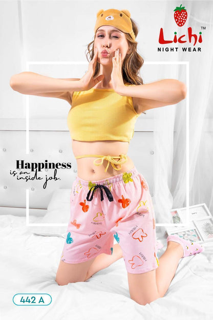 Design 442 Lichi Cotton Women Shorts Wholesale Price