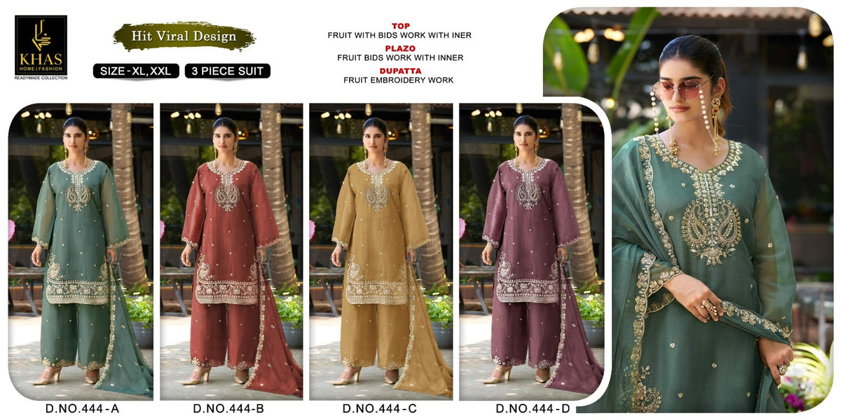 Design 444 Khas Chiffon Pakistani Readymade Suits Manufacturer